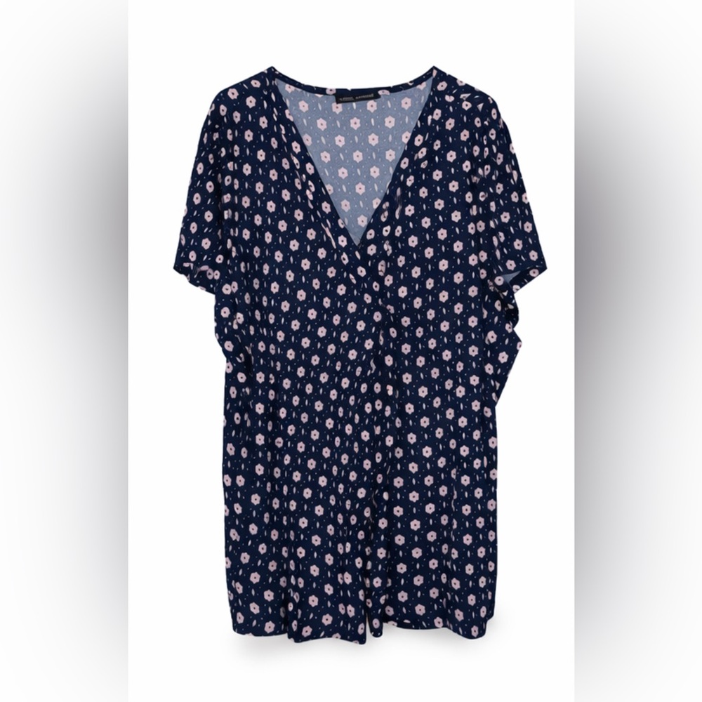 Lane Bryant Dark Blue and White Patterned Blouse